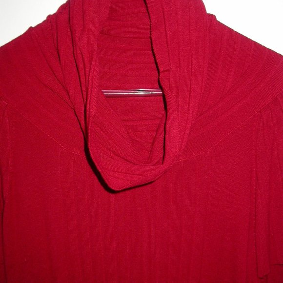 Red Knit Cowl Neck Tunic - Picture 2 of 13